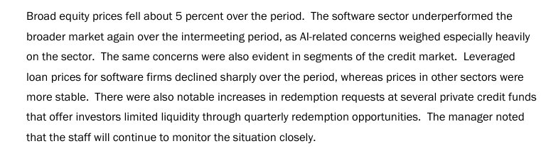 Federal Reserve FOMC March 2026 minutes private credit concern